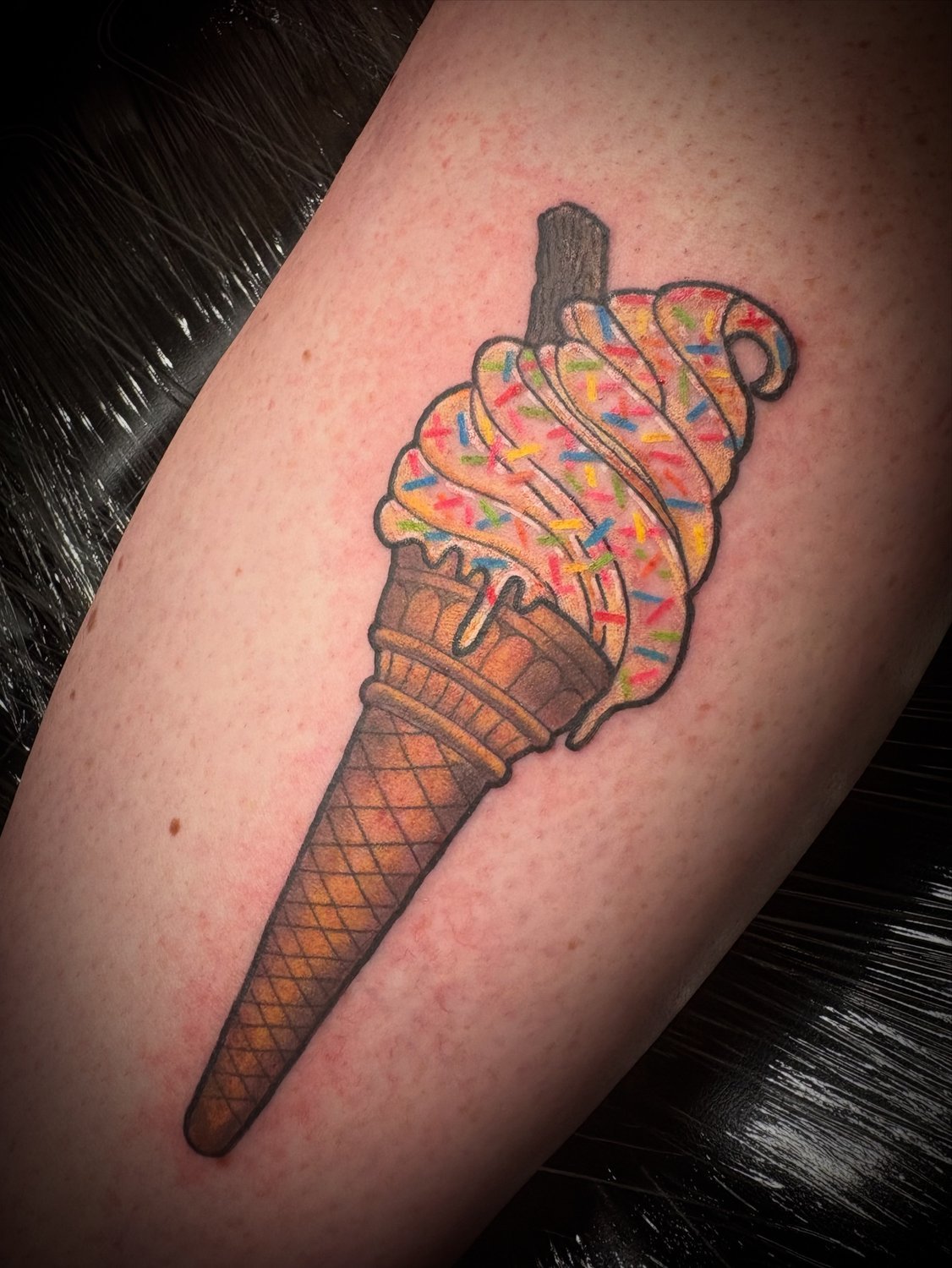 Colourful ice-cream cone tattoo on Instagram