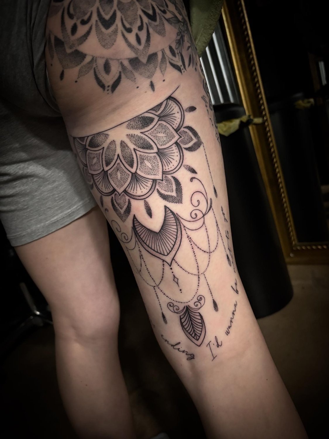 Mandala thigh piece on Instagram